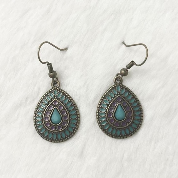 Jewelry - 5/$25 🩷 Boho Teardrop Turquoise & Purple Dangle Earrings - Women Jewelry